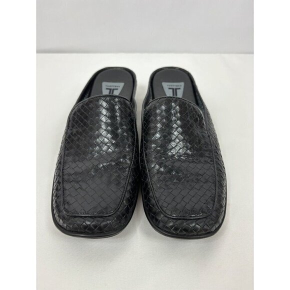 Trotters Woven Mules Loafers Black Leather 7.5 M Slip On Comfort Basket Weave - Picture 7 of 9